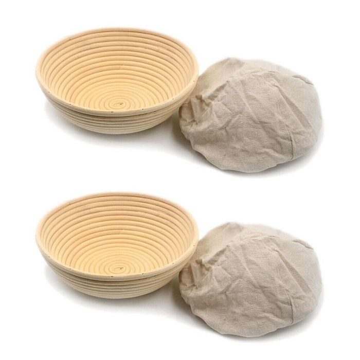 2PK Brunswick Bakers Round Rattan 25cm Bread Banneton w/ Lining Sourdough Basket