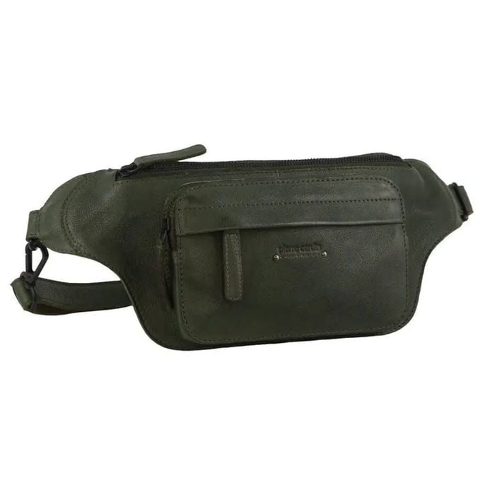 Pierre Cardin Mens Bum Bag Waist Pack Leather Travel Money Phone - Dark Green - Dark Green | Leather | Belt bag