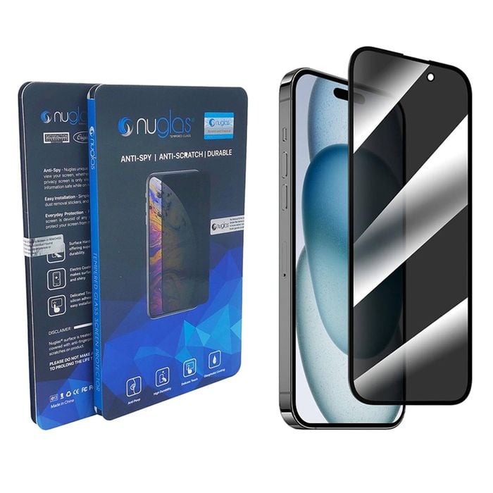 Nuglas Screen Protector Privacy Full Cover 3d Tempered Glass For Iphone 15/ Iphone 16
