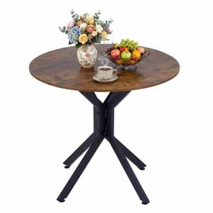 Costway Folding Dining Table Drop Leaf Round Kitchen Coffee Table Brown