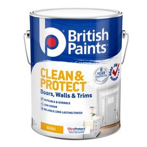 British Paints White Gloss Clean and Protect Interior Paint - 10L