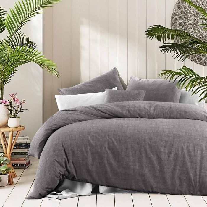 100% Cotton Super king Quilt Cover Set - Textured Print - Fossil - Grey
