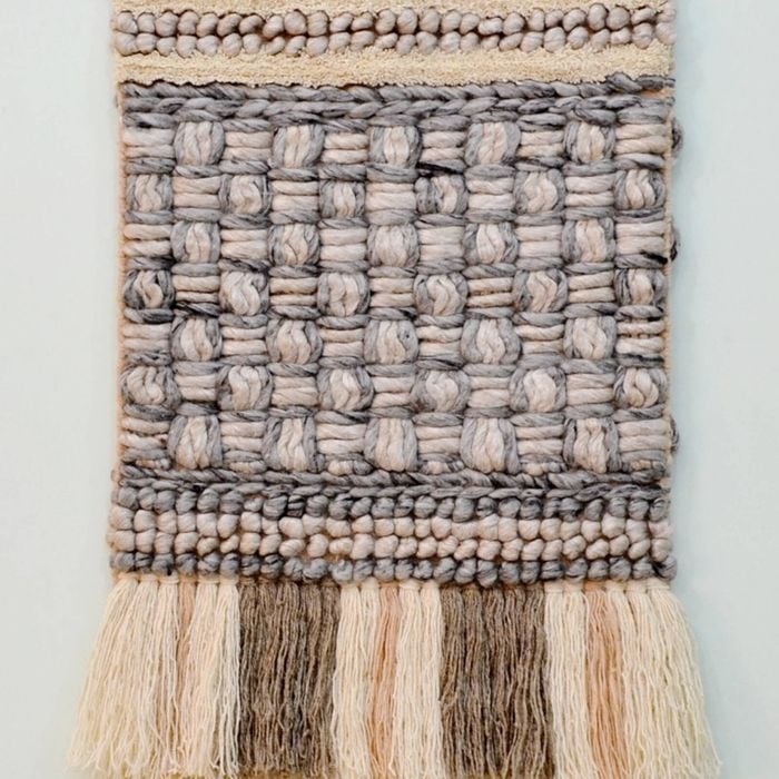 Handwoven Woollen Wall Hanging - Ad16 - Ash Grey/sand - 50x90cm