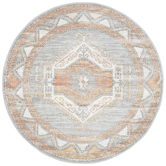 The Rug Connection Estate Caitlen Silver 240x240cm - Large Round Transitional Pet Friendly Indoor Rug