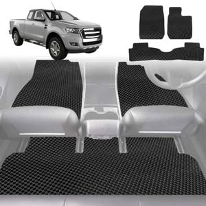 6D Diamond Car Floor Mats for Ford Ranger 2012-2015-Full Set-Black-Outback GT