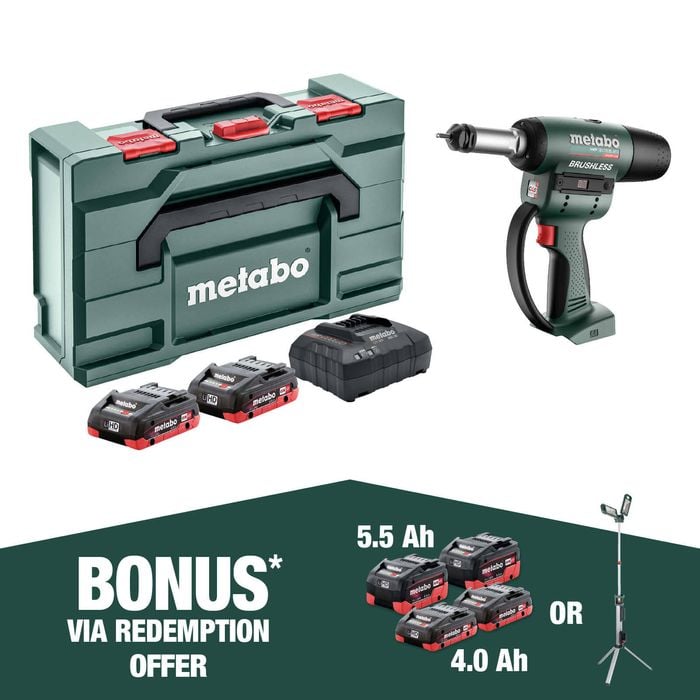 Metabo 18V Rivet Nut Gun Kit With 2 X 4.0Ah