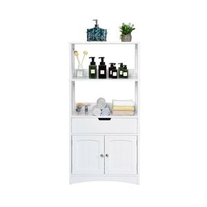 Costway 3-tier Storage Cabinet Bathroom Cabinet Wooden Entryway Sideboard White