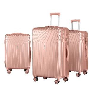 Wanderlite 3pc Luggage Trolley Suitcase Sets Hard Case Pink