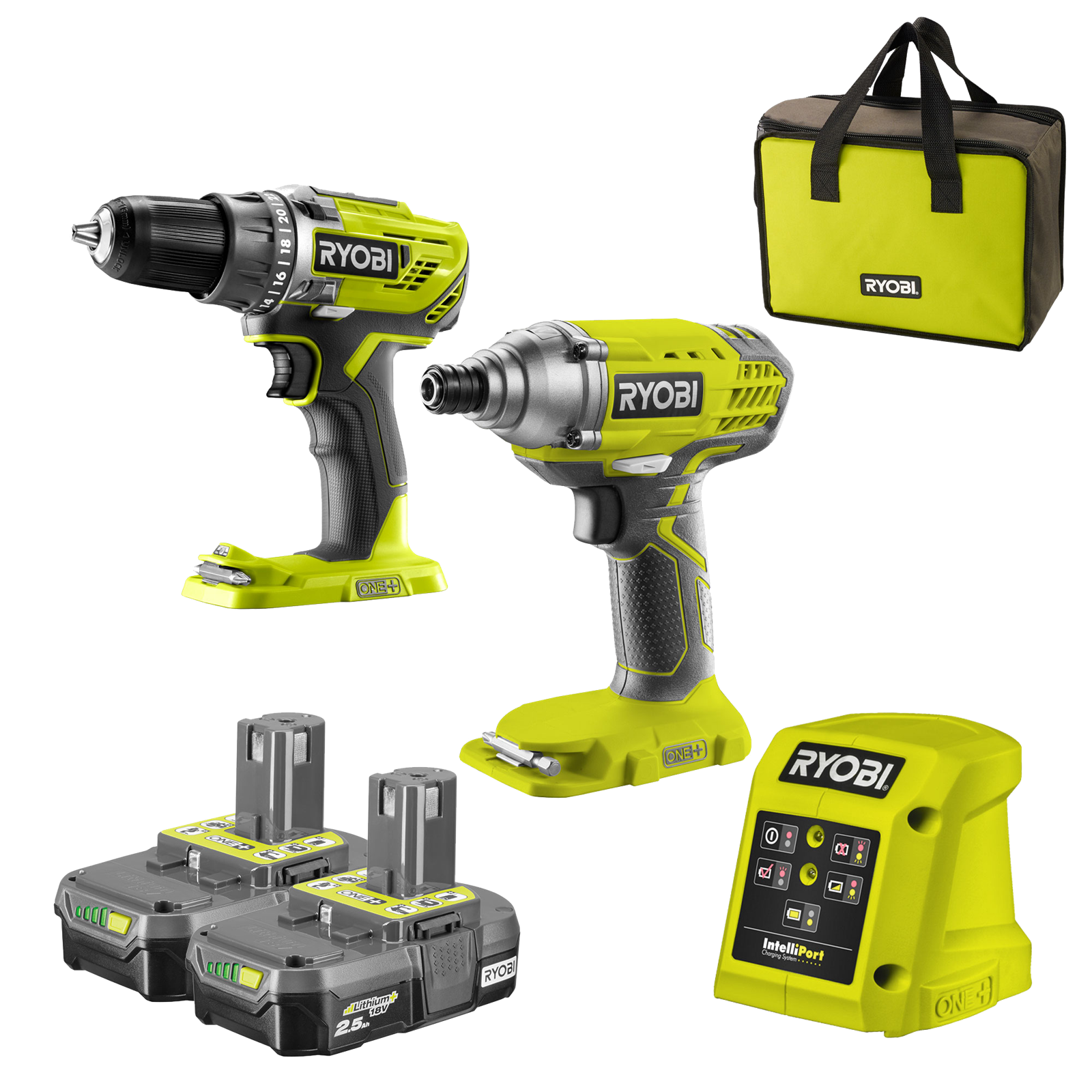 Ryobi 18V ONE+ 2.0Ah 2 Piece Combo Kit thumbnail 2