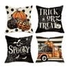 Catzon 4 Pcs Scary Throw Pillow Covers Linen Cushion Case for Decor 45X45cm