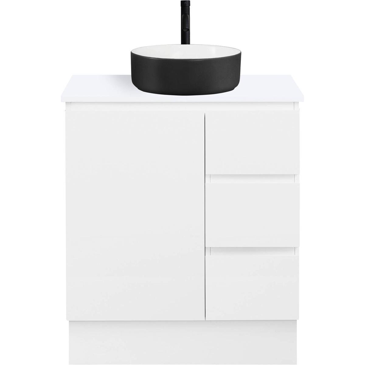CIBO 750mm White Nordic Full Height Bathroom Vanity With Black And White Basin - White ...