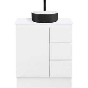 CIBO 750mm White Nordic Full Height Bathroom Vanity With Black And White Basin - White