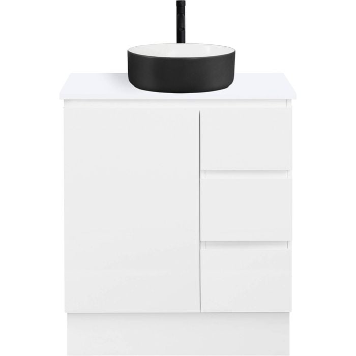 CIBO 750mm White Nordic Full Height Bathroom Vanity With Black And White Basin - White