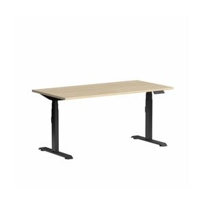 Olg Klass Black Frame New Oak Ravine Top Scallop Height Adjustable Desk L1800mm X W750mm