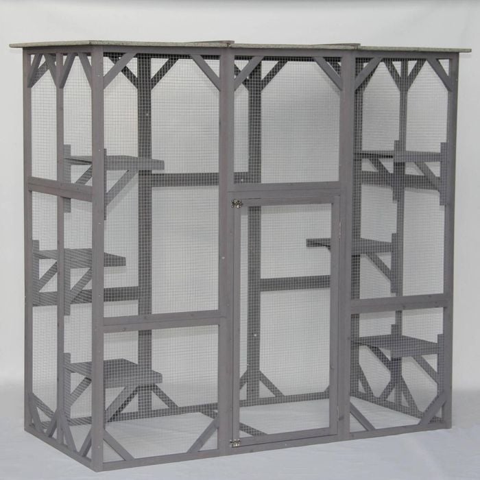 YES4PETS XXL Pet Cat Bird Shelter Condo with Escape Door Wooden Kitten Cage House