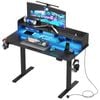 Advwin LED RGB Light Electric Standing Desk with Power Outlets & Monitor Stand 120cm Black Desktop+Black Frame