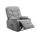 Oikiture Recliner Chair Electric Massage Chair Heated Polyester Grey