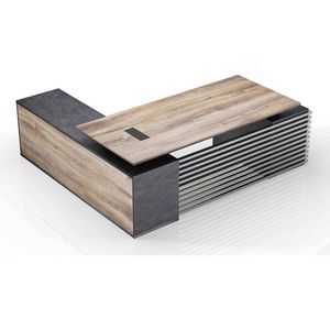 Modern Furniture PHOENIX Executive Desk with Right Return 2.2M -Warm Oak & Black