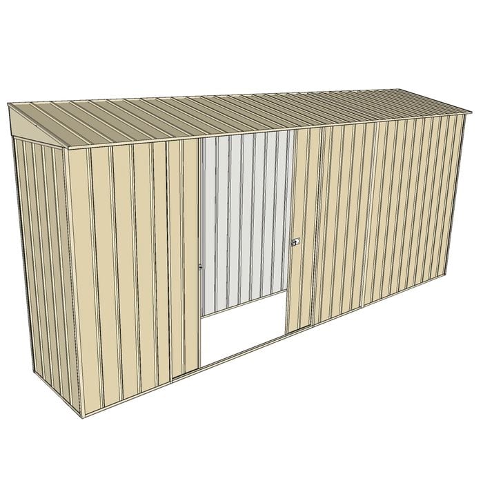 Build-a-Shed 0.8 x 4.5 x 2m Skillion Double Sliding Side Door Shed - Cream