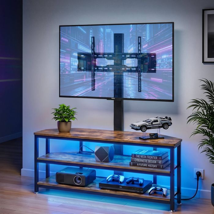 Artiss Corner Tv Stand 32-70" W/ Mount Led Lights & Power Outlet Space Saving