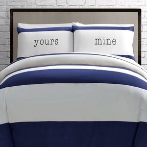 Big Sleep Yours Mine Navy Quilt Cover Set Single