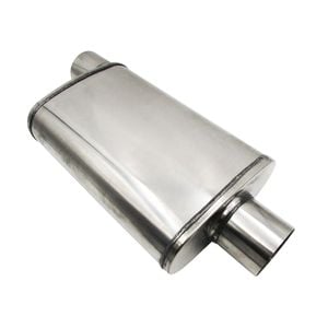 Redback 2-1/2" Performance Muffler Offset/centre - 9" X 4" Oval, 14" Long, Aluminised Steel [str7750-304]
