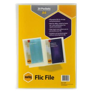 Marbig Flic File Insert Cover Display Book (A4) (20-pocket)