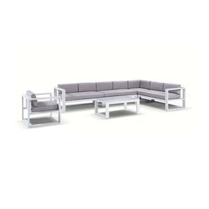 Outdoor Santorini Package C In White With Textured Grey Cushions
