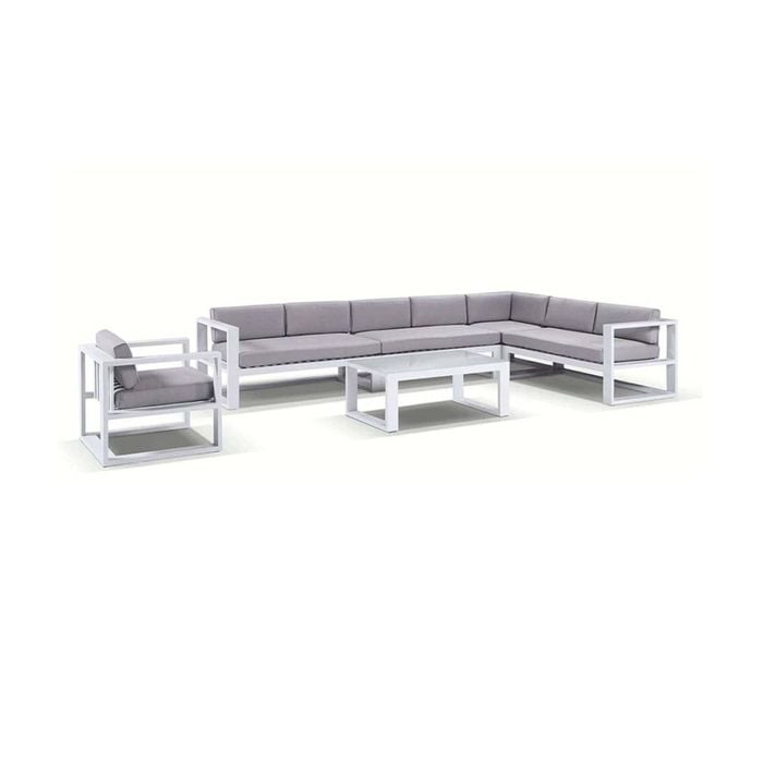 Outdoor Santorini Package C In White With Textured Grey Cushions