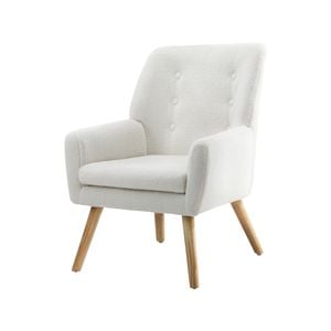 Oikiture Armchair Sherpa Tub Chairs White