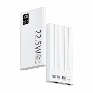 Veloreo 22.5W White Power Bank, 20000mAh Laptop Portable Charger, USB C, Smart Digital Display For Iphone 16, Macbook, Androids