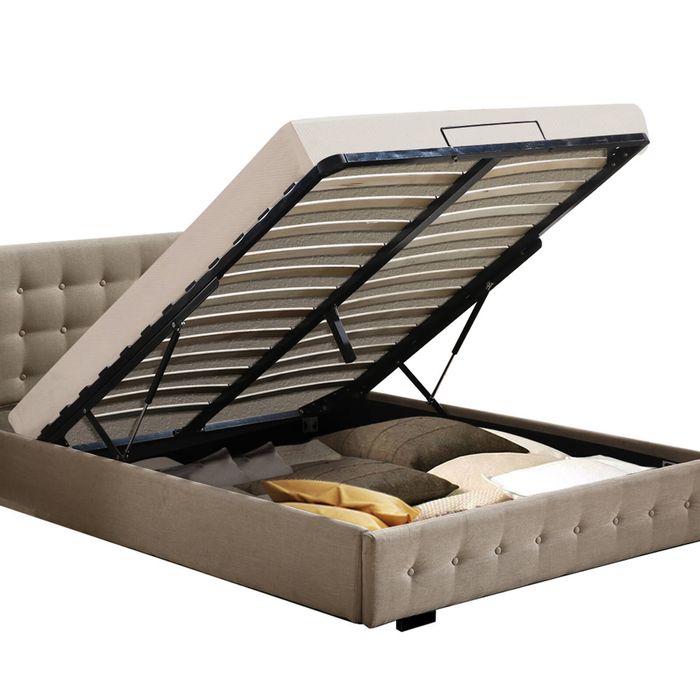Levede Bed Frame Base With Gas Lift Platform Fabric - Double