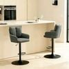 Homfurn Set Of 2 Adjustable Swivel Bar Stool, Modern Linen Fabric Bar Chair With Armrest, Ergonomic Counter Height Stool