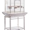YES4PETS White Large Bird Budgie Cage Parrot Aviary Carrier With Stand & Wheel