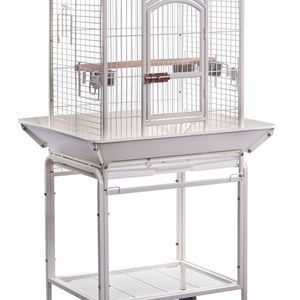 YES4PETS White Large Bird Budgie Cage Parrot Aviary Carrier With Stand & Wheel