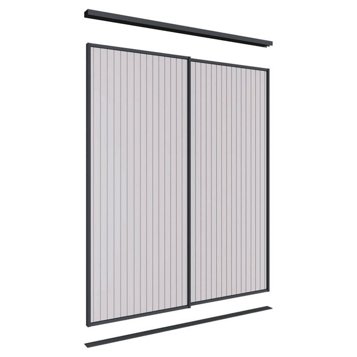 Lugna 2100 x 1201-1800mm Black VJ Panel Wardrobe Double Sliding Doors