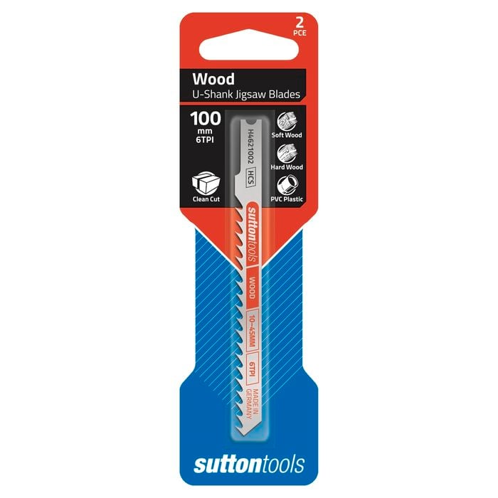 Sutton Tools 100mm 6TPI Wood Jigsaw Blade - 2 Pack