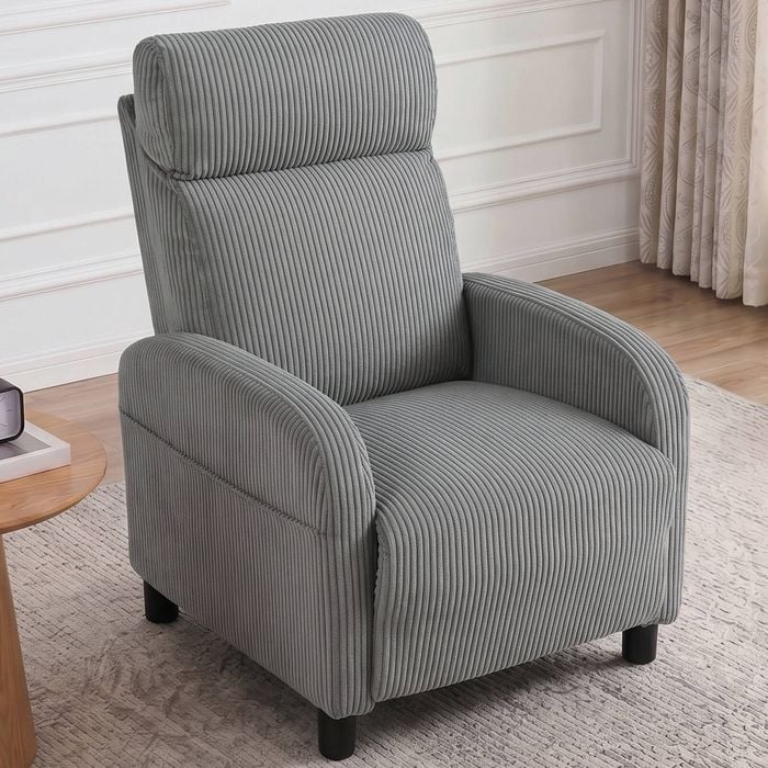 Advwin Recliner Chair Lounge Comfy Sofa Chair Corduroy Grey