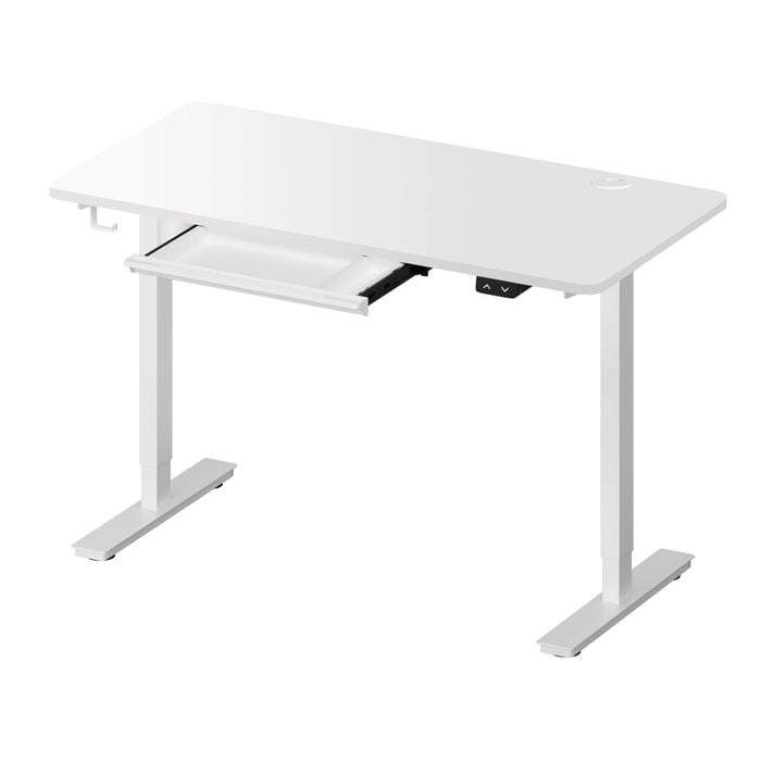 Oikiture 150cm Electric Standing Desk with Drawer Single Motor White