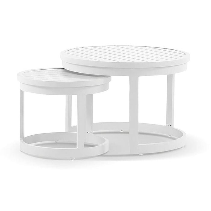 Santorini Round Outdoor Aluminium Side Table Set White