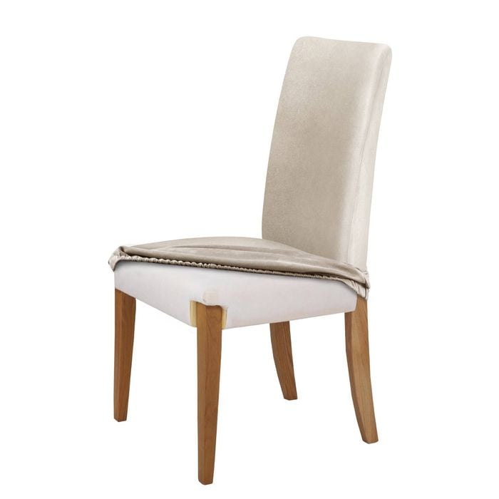 Sherwood Home Premium Faux Suede Cream Dining Chair Cover 6-pack