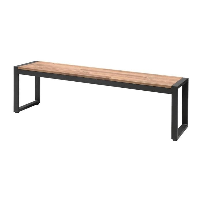 Bolero Acacia Wood And Steel Industrial Benches 1600mm (pack Of 2) - Cafe Benches (ds158)