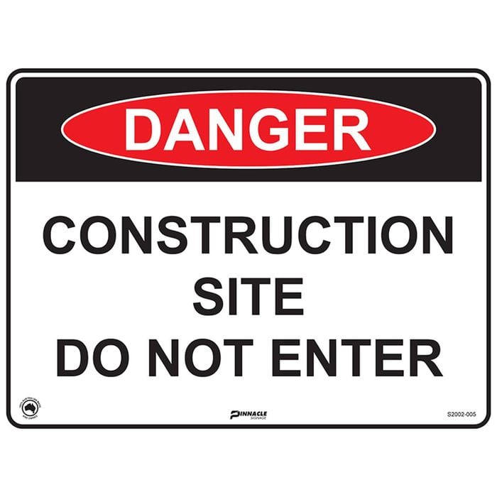 Danger Construction Site Do Not Enter Sign 400 x 300mm Poly