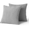 Catzon 2 Pcs Throw Pillow Covers Soft Striped Corduroy Cushion Case for Couch 45X45cm-Light Grey