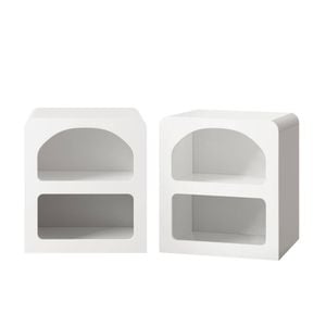Oikiture Bedside Tables Set Of 2 Display Shelf Storage Cabinet Nightstand White