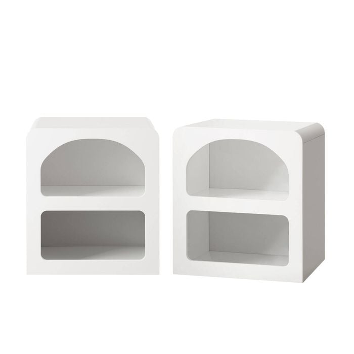 Oikiture Bedside Tables Set Of 2 Display Shelf Storage Cabinet Nightstand White