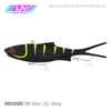 Samaki Vibelicious Fork Tail Vibe 100mm Soft Plastic Fishing Lure Black Snake Chartreuse UV
