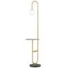 Telbix Inez Modern Standing Floor Lamp Light Metal Marble Glass Antique Gold Black Opal Matt