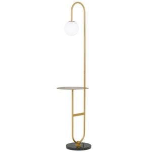 Telbix Inez Modern Standing Floor Lamp Light Metal Marble Glass Antique Gold Black Opal Matt