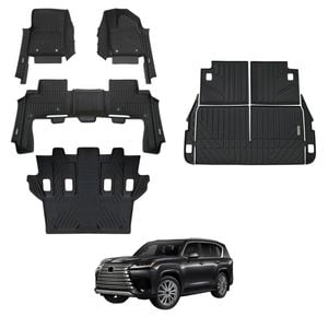 AUSGO 7D Injection Floor Mats & Boot Liner Set For LEXUS LX Series LX500d LX600 2021-Onwards Car Floor Liners Cargo Mat
